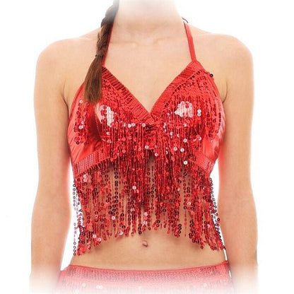 Top con paillettes rosso