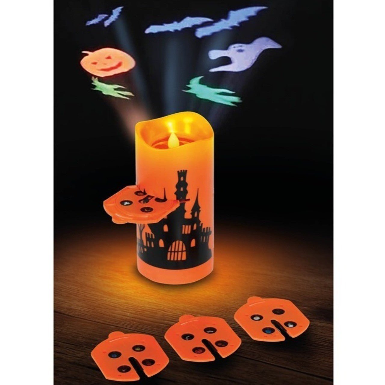 Candela con proiettore LED di Halloween