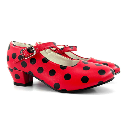 Scarpe da flamenco rosse e nere per bambina