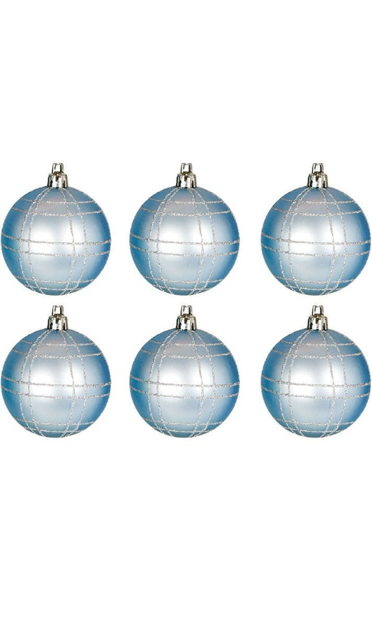 6 Palline Natale Blu Decorate