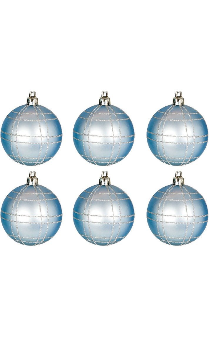 6 Palline Natale Blu Decorate