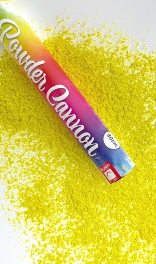 Cannone di polvere Holi giallo