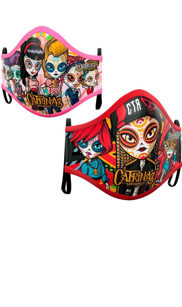 Pack 2 Mascarillas de Tela Catrinas™  infantil I Don Disfraz