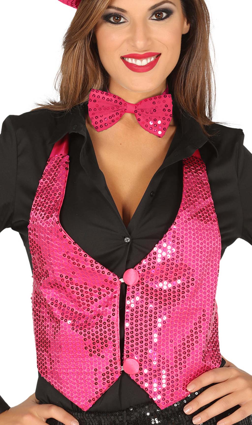 Gilet in Paillettes Fucsia per donna