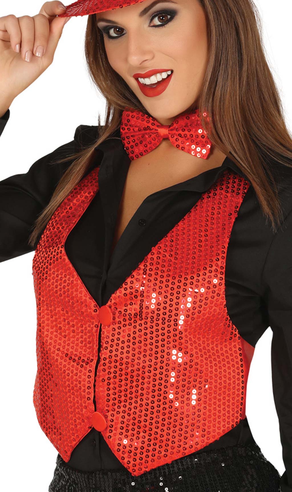 Gilet in Paillettes Rosso per donna