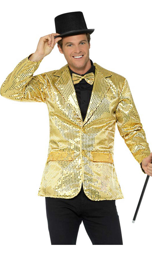 Chaqueta Lentejuelas Oro para hombre I Don Disfraz