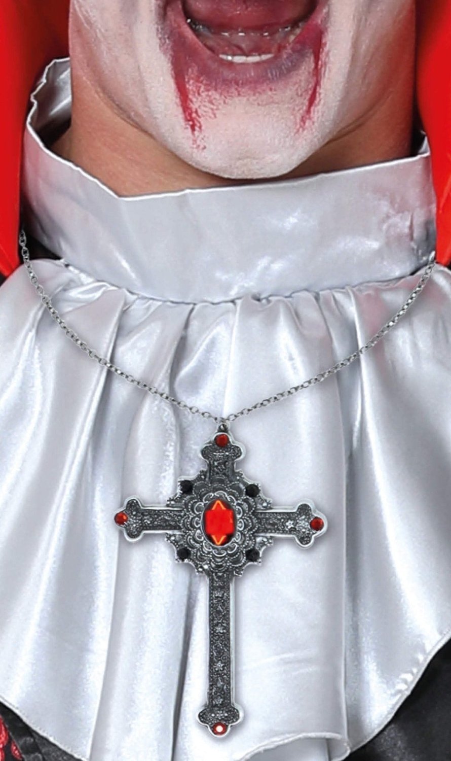 Collana Croce con Rubino