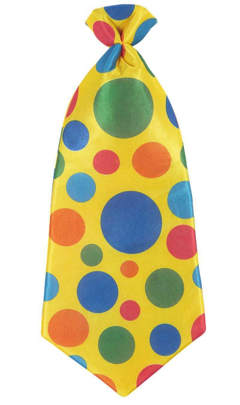 Cravatta Gigante Da Pagliaccio A Pois Multicolore, Raso Con Elastico, Rosso, Per Costumi E Feste