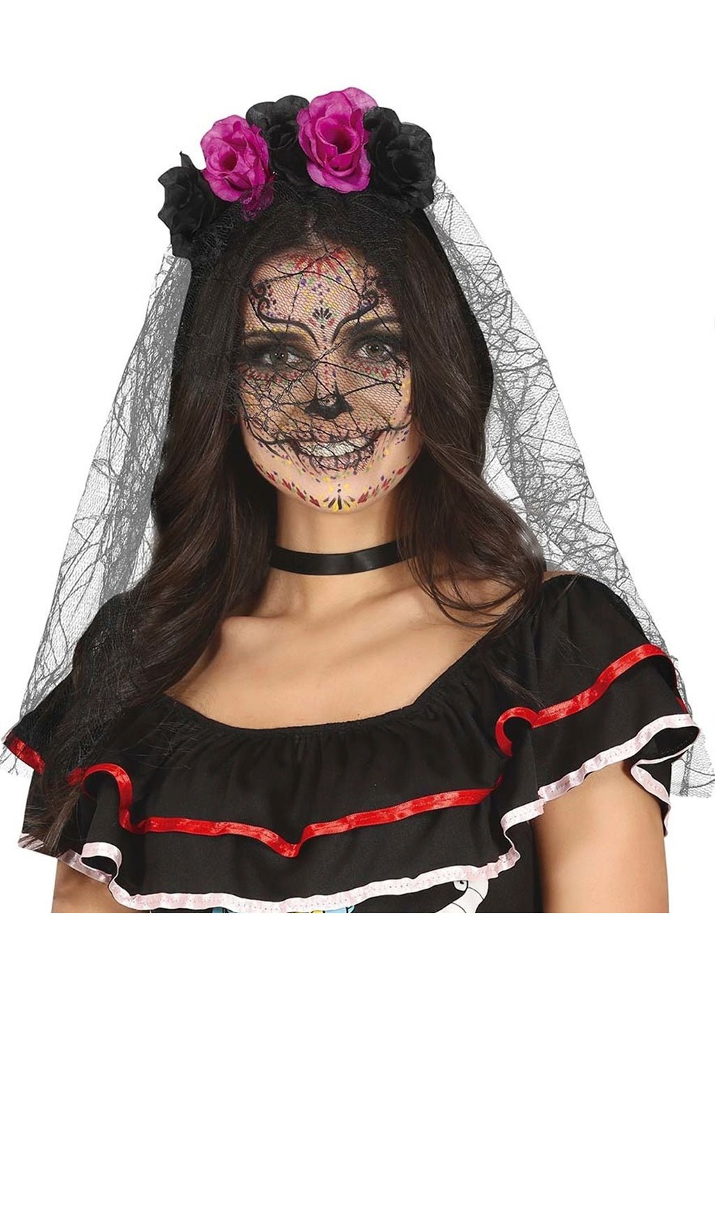 Cerchietto Catrina lilla con velo