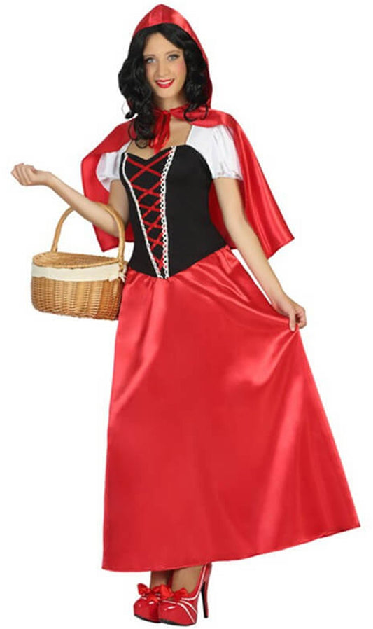 Costume di carnevale Cappuccetto Rosso in raso Deluxe la scatola comprende:  Abito, Mantello, Copriscarpe, Pantalone, Grembiule