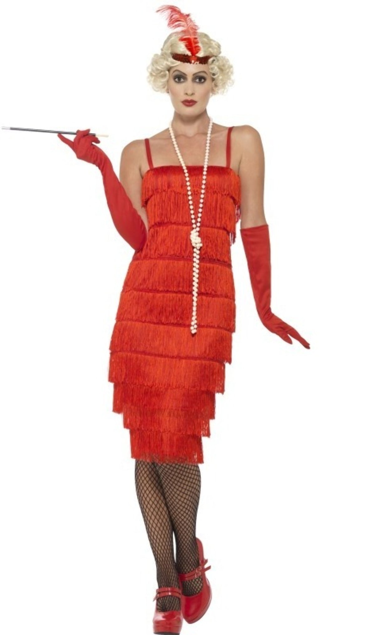 Costume da Charleston Flapper Lungo Rosso per adulto Costumalia