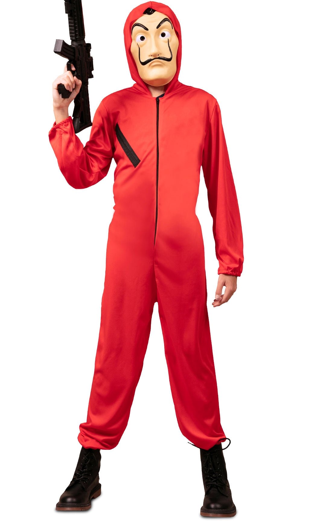 Costume Da Ladro Rosso Con Cappuccio Per Adulto - Foto 4