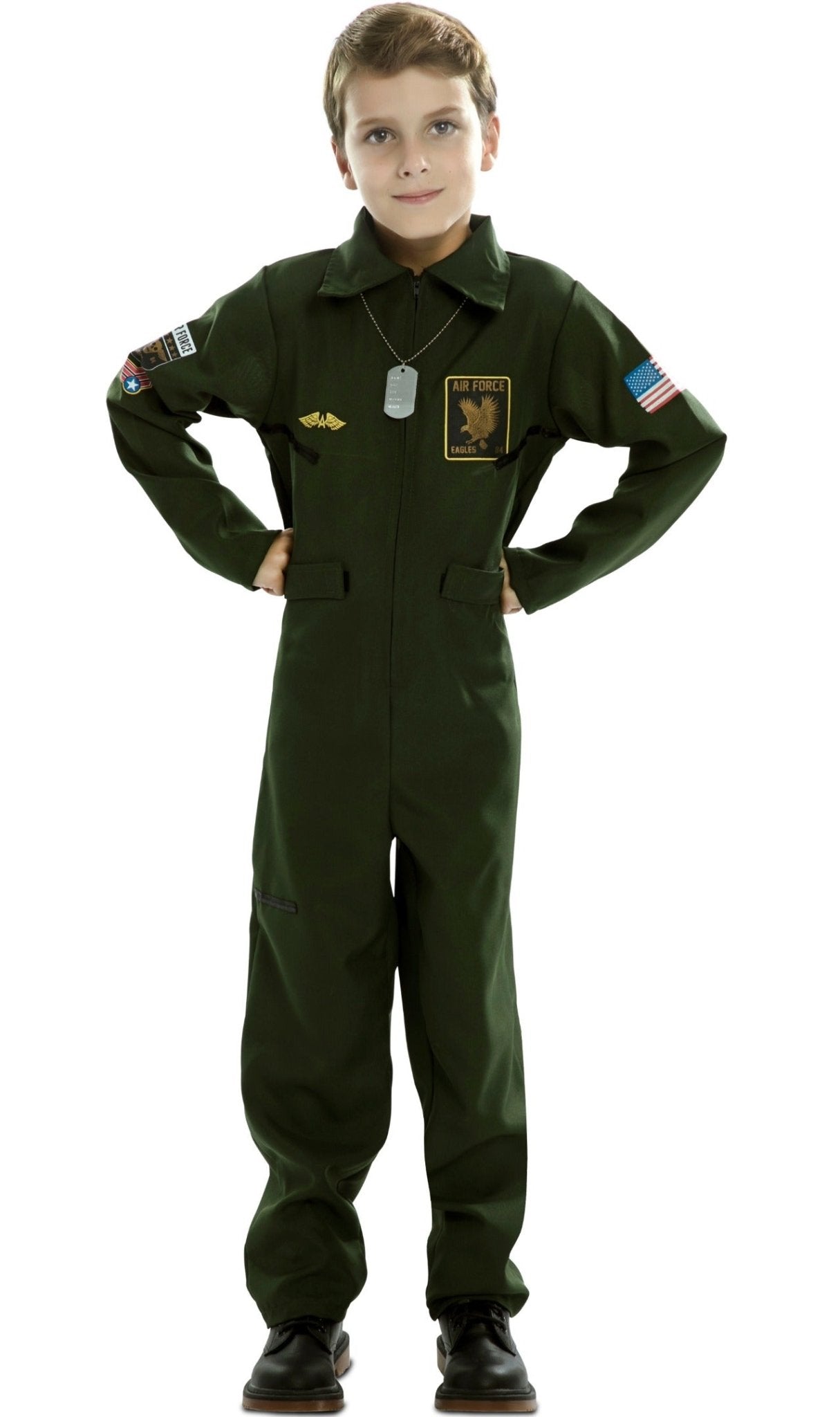 Costume Da Pilota Militare Mimetico - Tuta Verde Uomo Per Halloween E Feste A Tema - Foto 2
