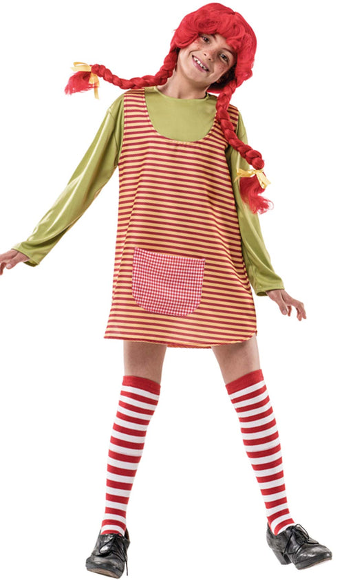 Pippi Longstocking Vestito Carnevale Pippi Calzelunghe Halloween