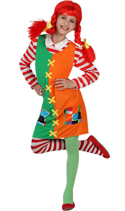 Signor Costume Vestito Carnevale Pippi Calzelunghe Calze Di