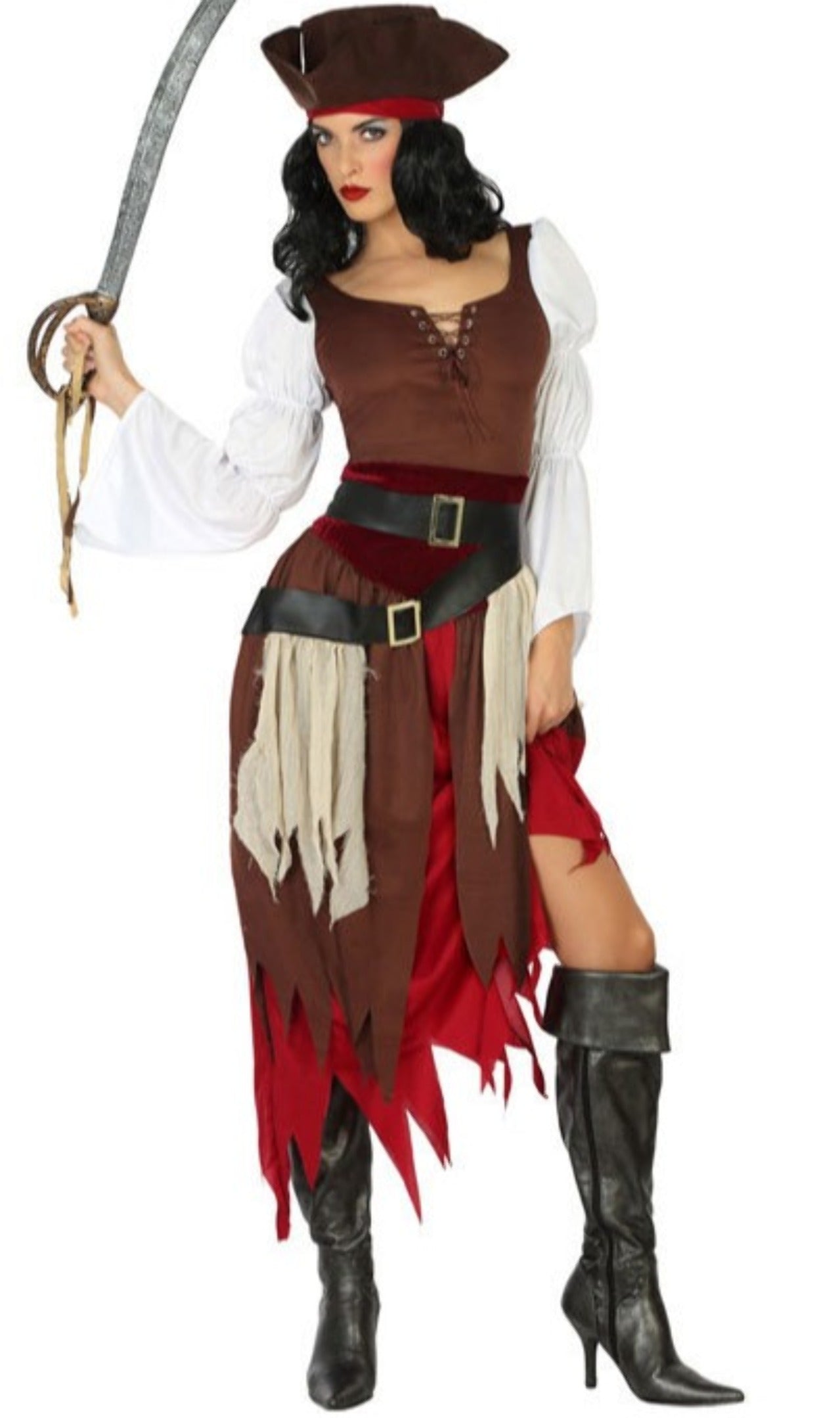 Costume Da Pirata Donna FYMNSI - Mini Abito Con Spalle Scoperte E Maniche Lunghe In Chiffon Per Carnevale E Feste A Tema