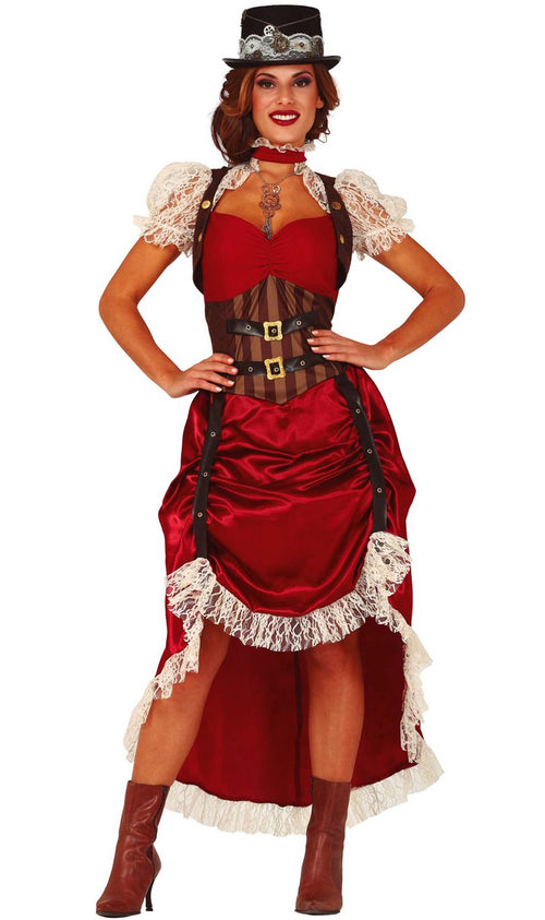 Costume Western Saloon Girl da donna, taglia M, multicolore con corsetto,  carnevale
