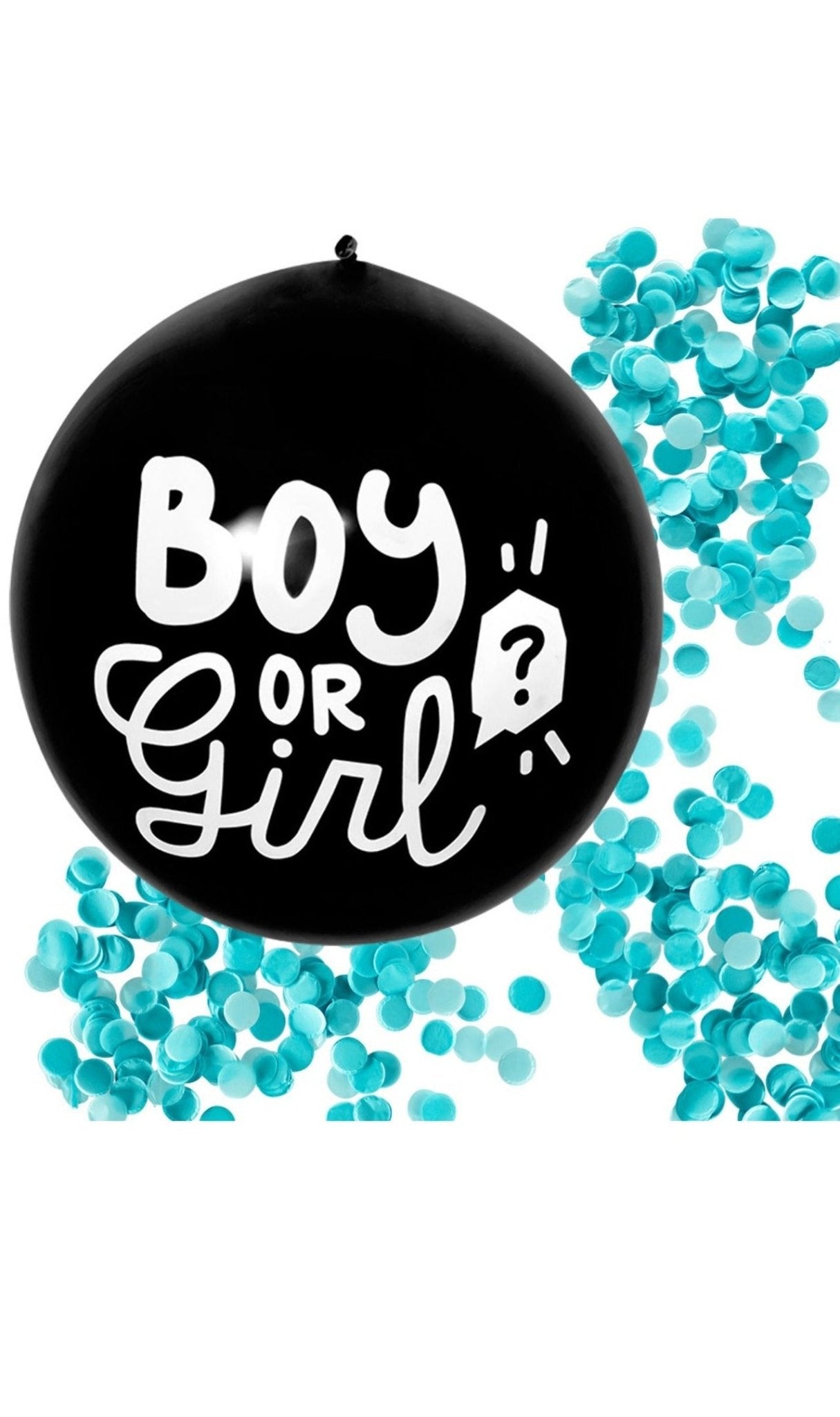 Palloncino gender reveal con coriandoli blue