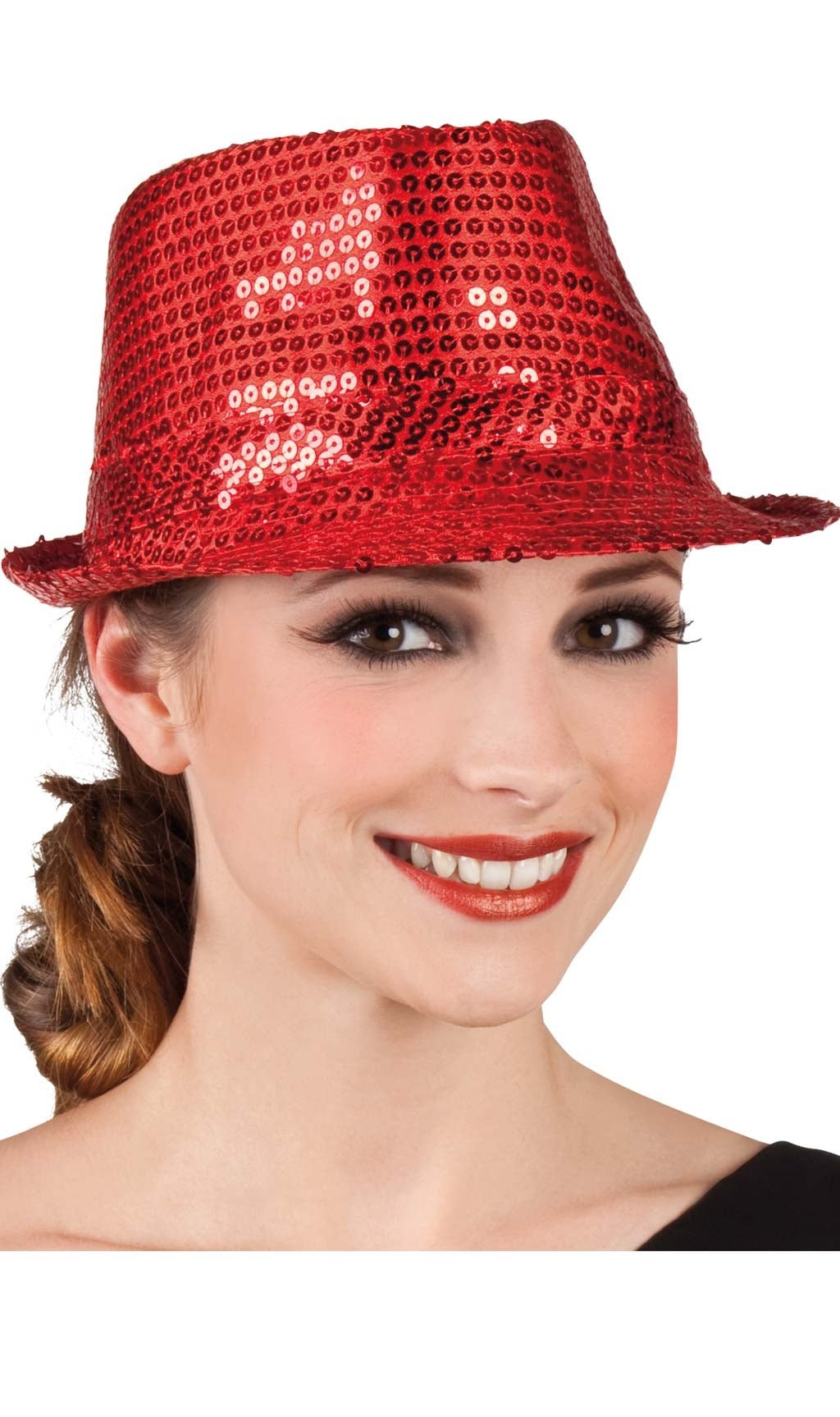 Cappello da gangster rosso con paillettes