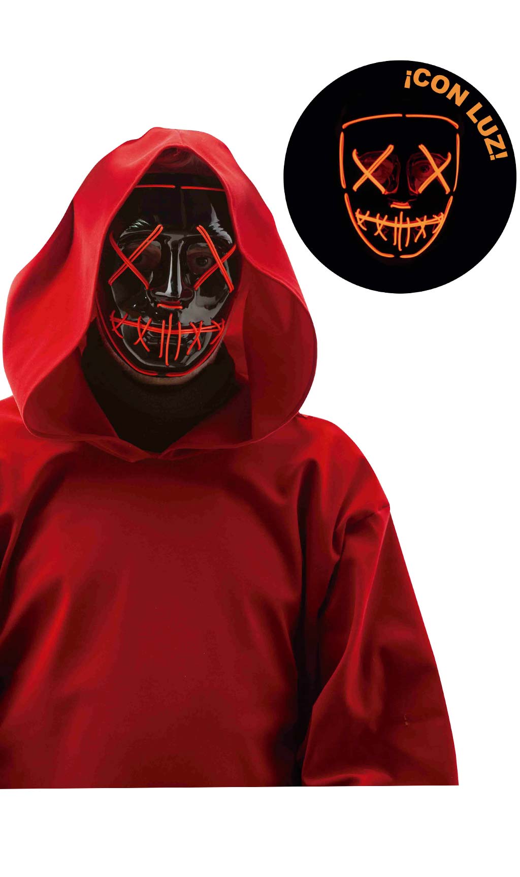 Maschera La Notte Del Giudizio Con Luce Rossa Per Adulto