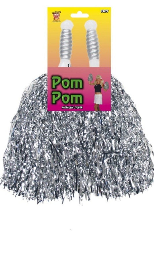 Confezione 2 pompon argento metallizzato