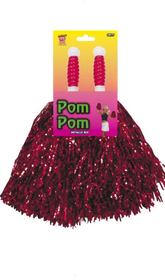 Confezione 2 pompon rosso metallizzao