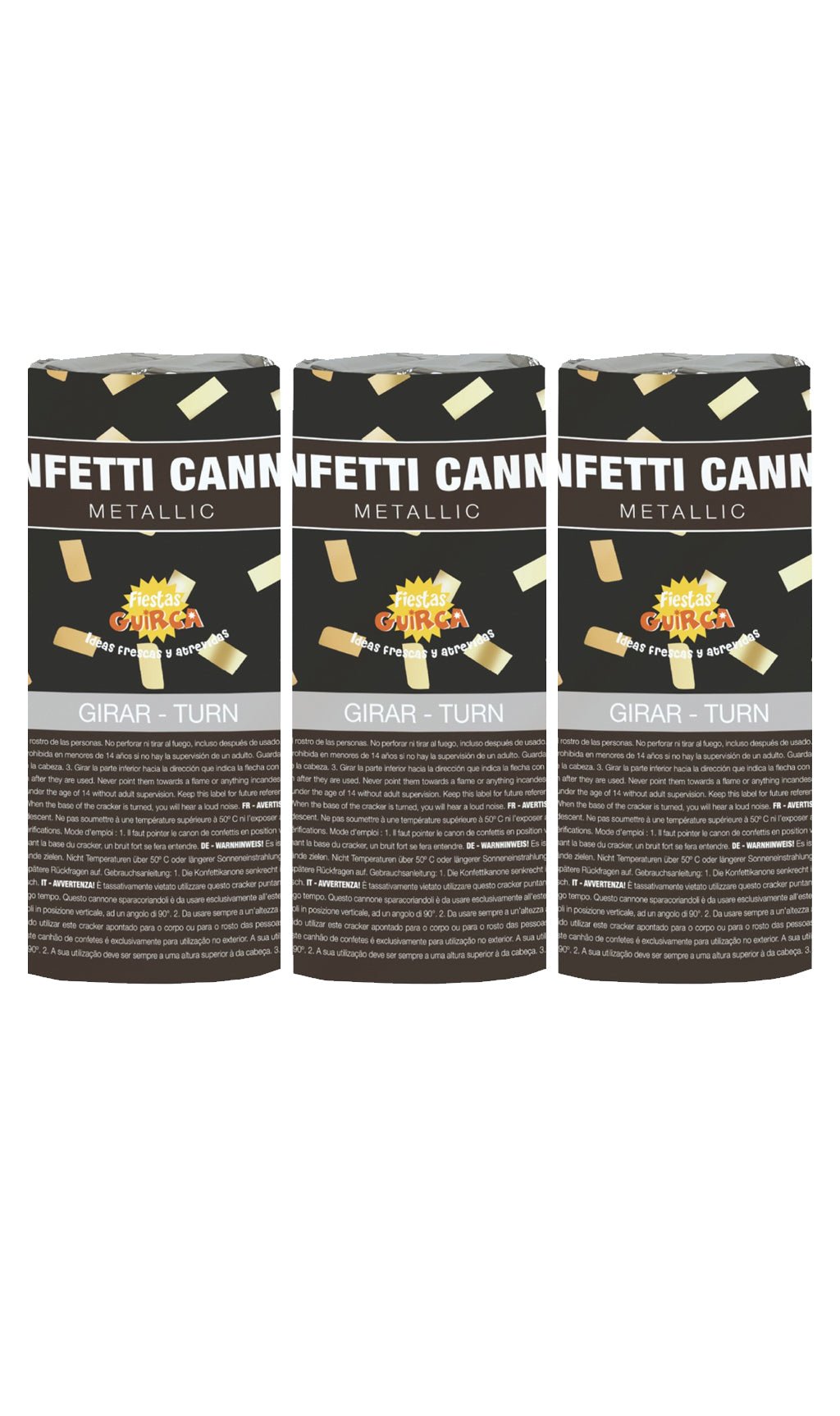 Pack 3 Cannoni Coriandoli Dorati