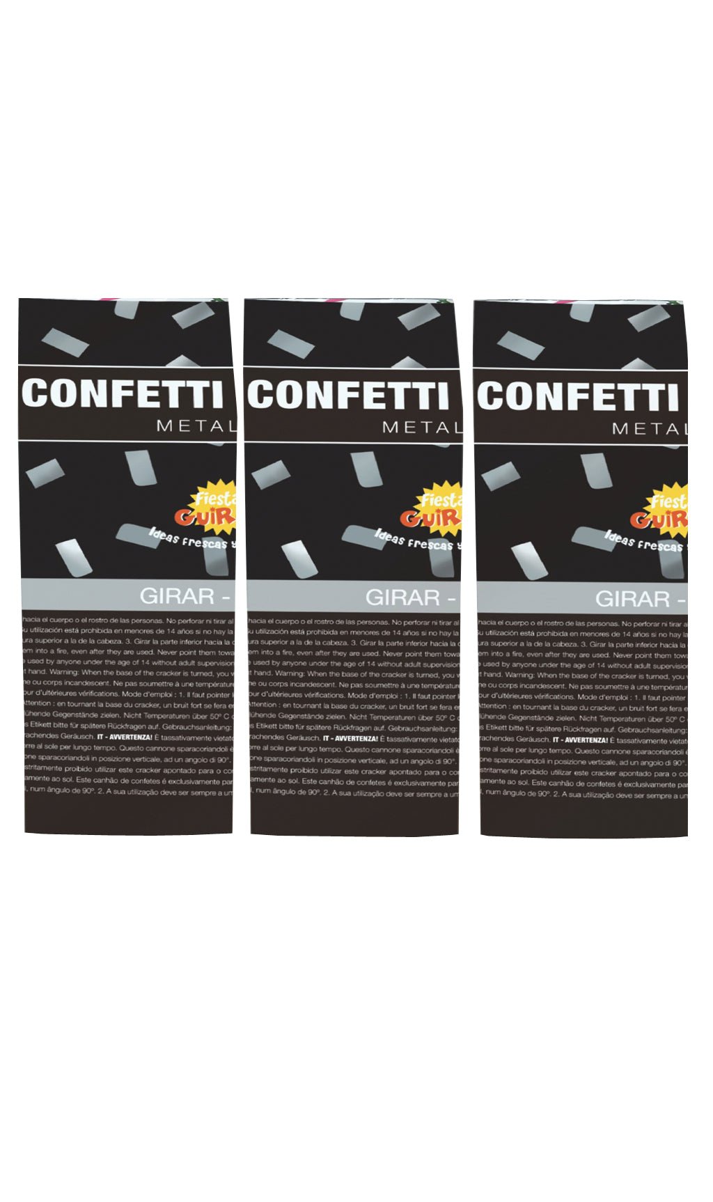 Pack 3 Cannoni Coriandoli Argento