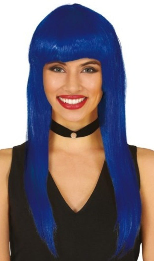 Parrucca Blu Capelli Lunghi Eco