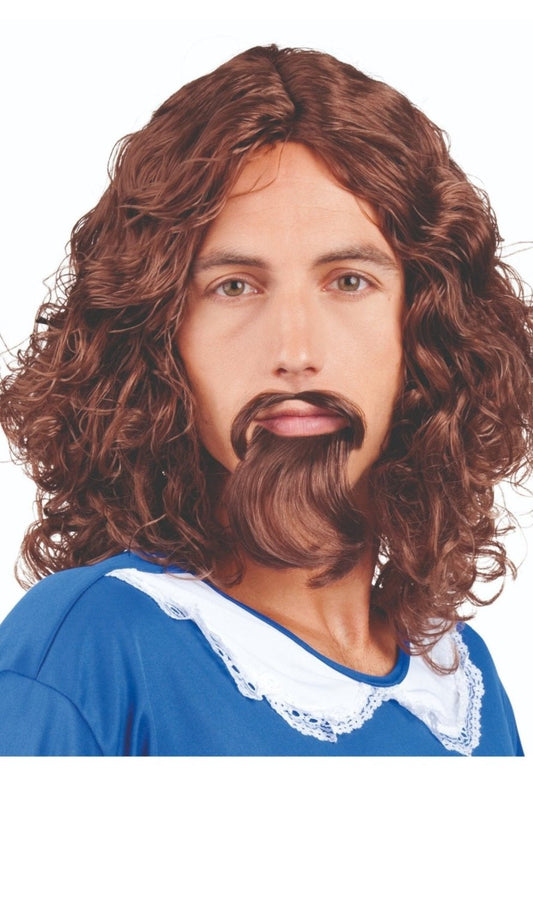 Costume Gesù Adulto - Veste Biblica Con Parrucca E Baffi Per Halloween E Cosplay - Foto 6