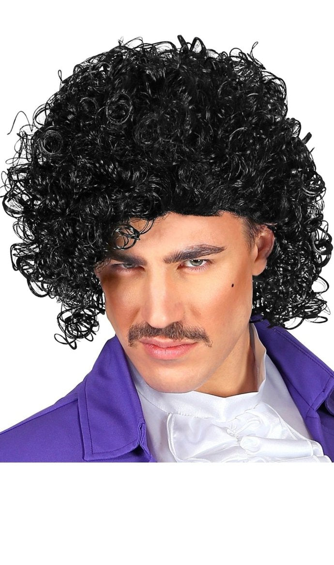 Parruca Nera Ricci Prince per adulto | Costumalia by Signor Costume