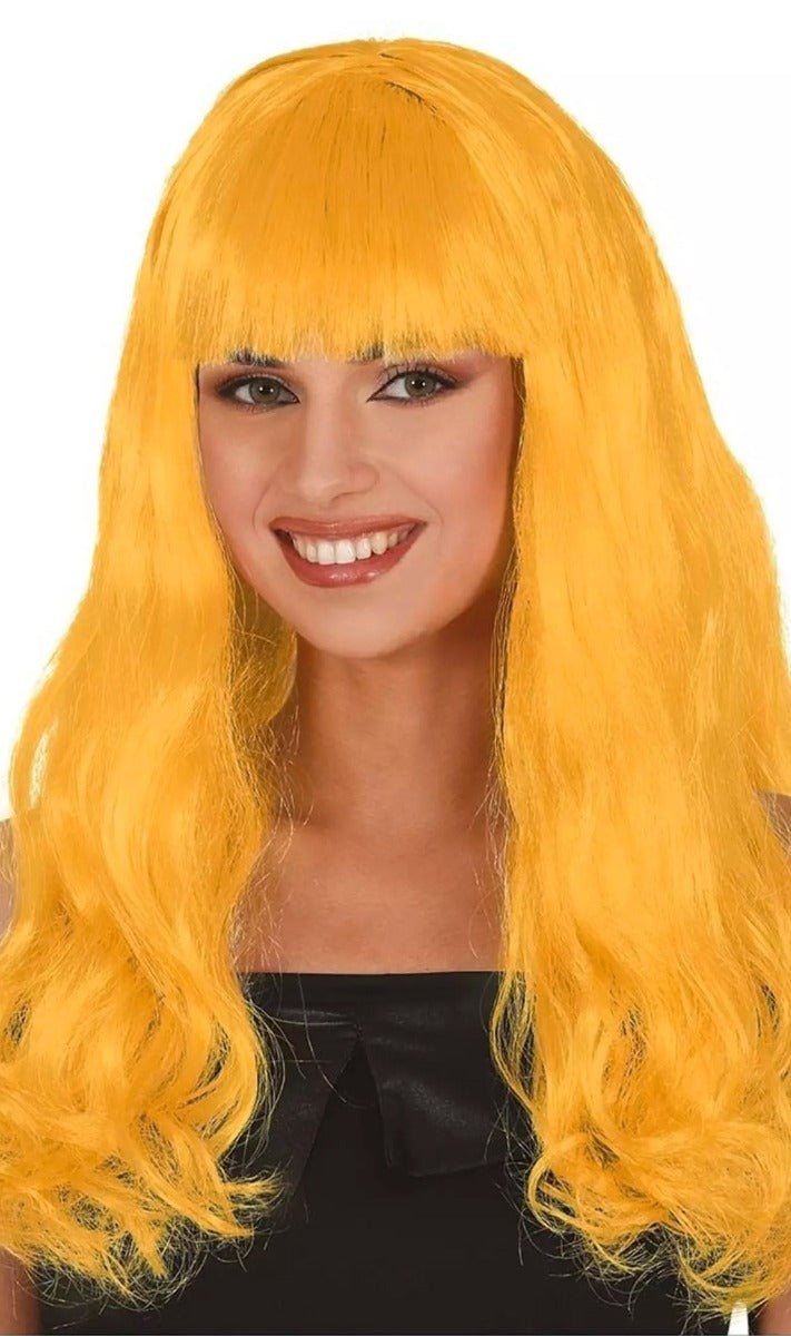 Parrucca gialla lunga frangia capelli lunghi