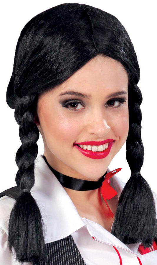 Parrucca Trecce Corte Nera