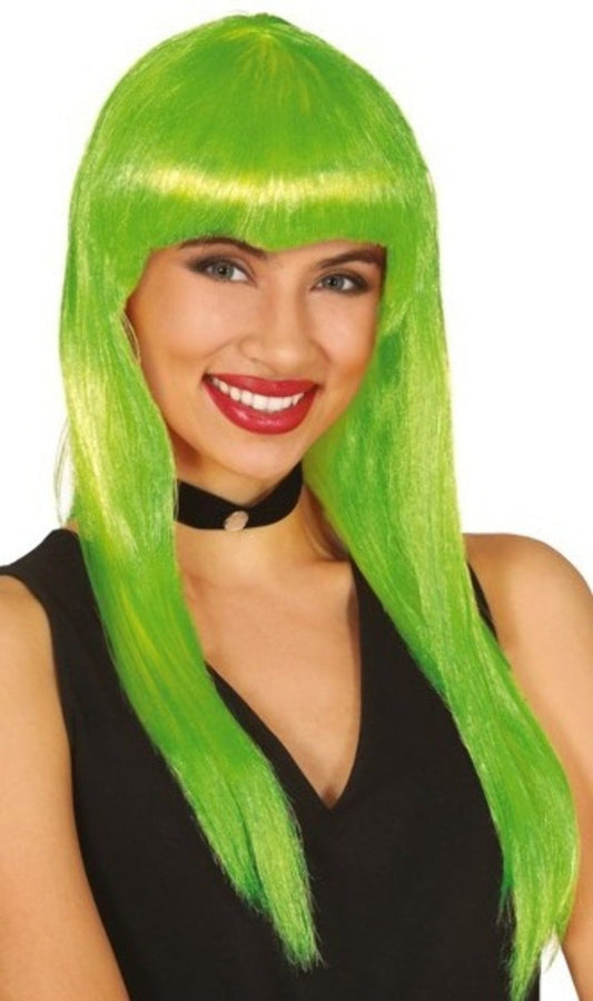 Parrucca Verde Capelli Lunghi Eco