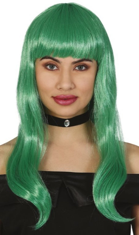 Parrucca verde capelli lunghi onde