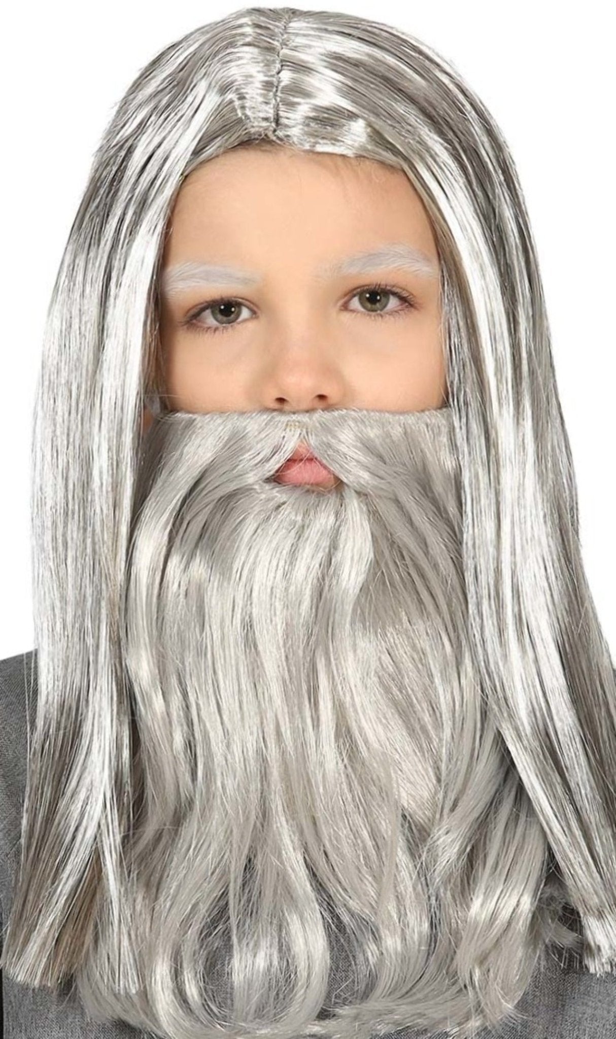 Parrucca e barba grigia lunghe per bambini
