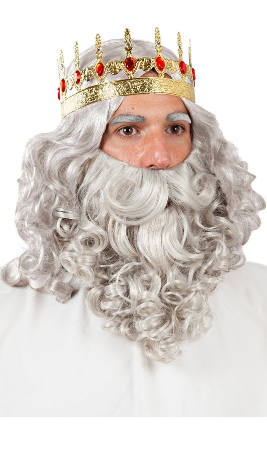 Parrucca e Barba Re Magio Deluxe Grigia