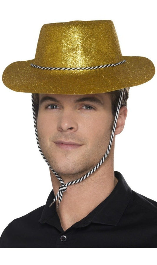 Cappello da cowboy oro glitterato