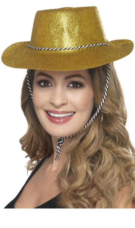 Cappello da cowboy oro glitterato